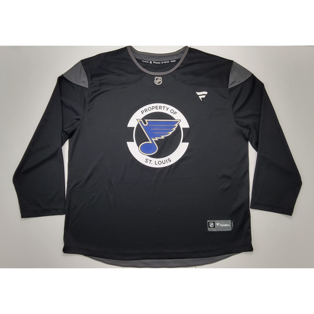 NWOT St. Louis Blues Fanatics NHL Black Practice Hockey Jersey Men's Size 2XL